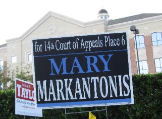 Mary Markantonis campaign billboard candidate for 14th Court of Appeals Houston TX